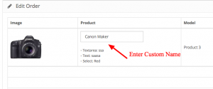 Enter custom name for the product added