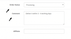 Order status and comment