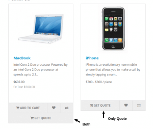 Allowing both quote and add to cart for product