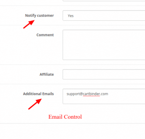 Order entry email control opencart