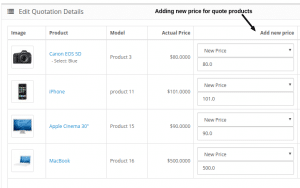 Adding new price for quote products