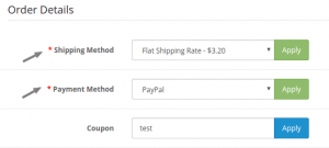 Select payment and shipping method