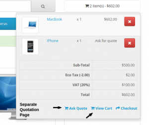 separate quote page for quote products