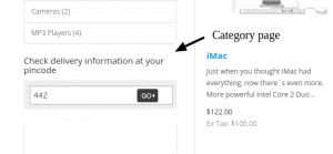 Postcode search box category page opencart