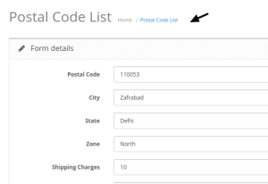 Pincode form page opencart
