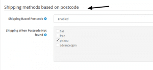 Shipping method based on postcode and when postcode not found