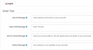 Add custom text for your postcode search box