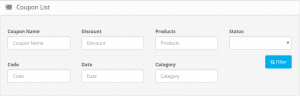 Coupon filter opencart extension