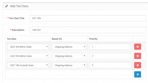 GST 18percent setup opencart