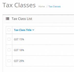 Gst tax rates opencart