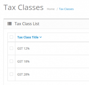 Gst tax rates opencart