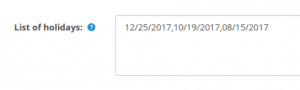 delivery date / time slot holidays