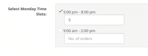 delivery date / time slot monday timeslot